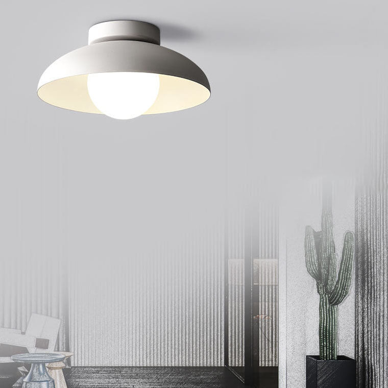 Contemporary Nordic Wabi-sabi Iron Glass 1-Light Semi-Flush