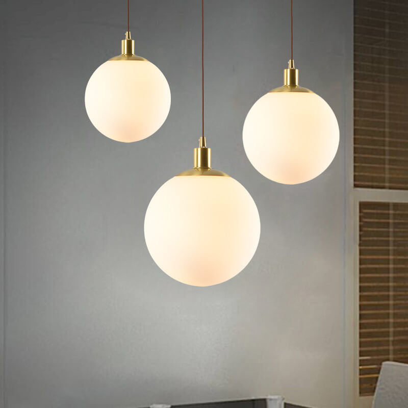 Contemporary Nordic Minimalist White Orb 1-Light Pendant