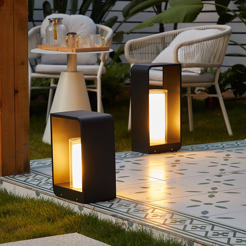 Modern Minimalist Square Frame Stainless Steel Acrylic LED