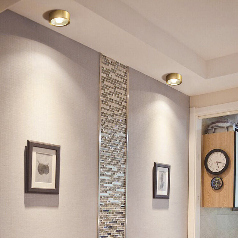 Modern Luxury Round Copper Ultra-thin LED Flush Mount Light