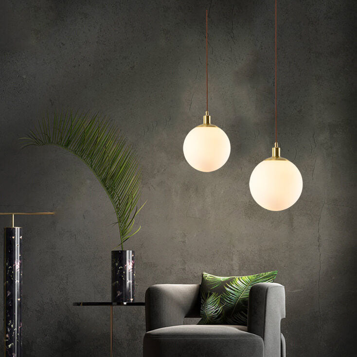 Contemporary Nordic Minimalist White Orb 1-Light Pendant