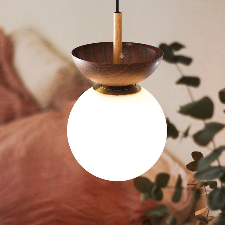 Modern Minimalist Glass Iron Orb 1-Light Semi-Flush Mount