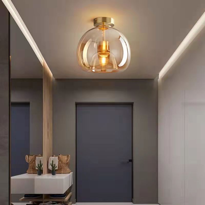 Contemporary Nordic Round Glass Iron Ball 1-Light
