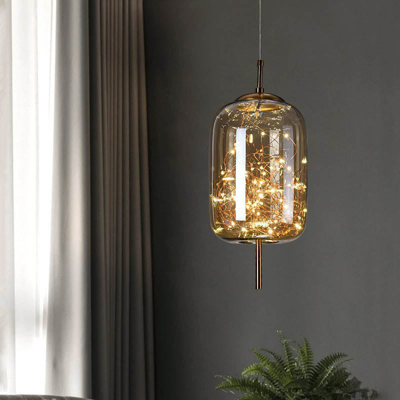 Contemporary Scandinavian Cylinder Oval Glass 1-Light