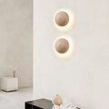 Traditional Japanese Round Yellow Travertine Wabi-Sabi LED