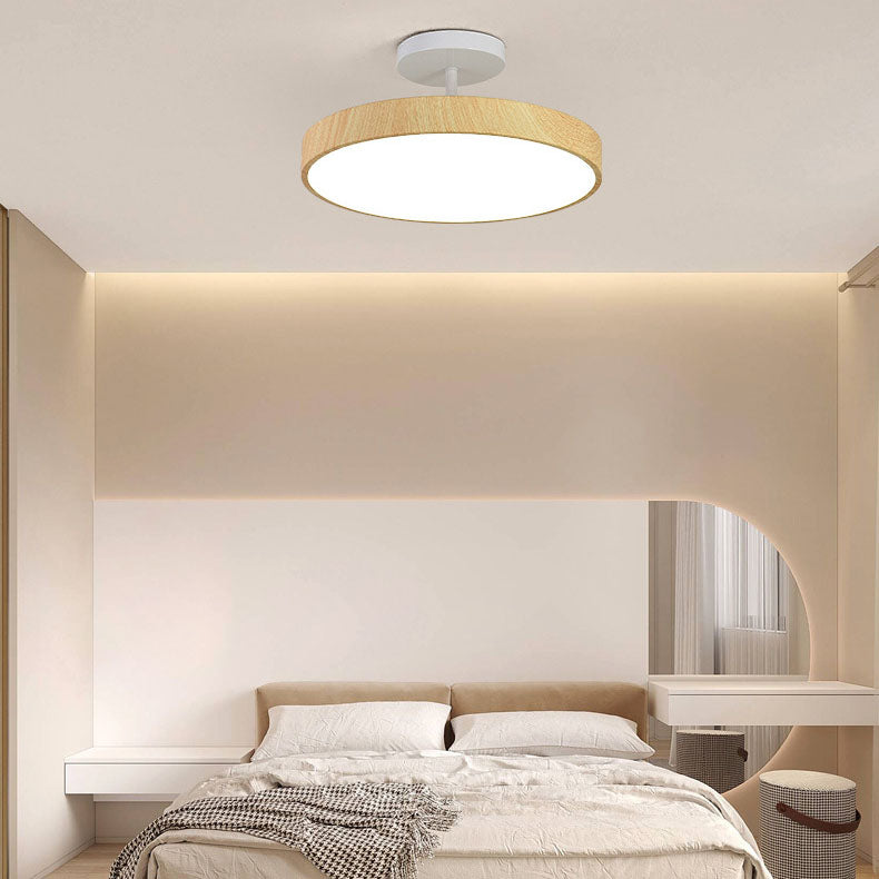 Japanese Wabi-sabi Minimalist Wood Grain Round LED