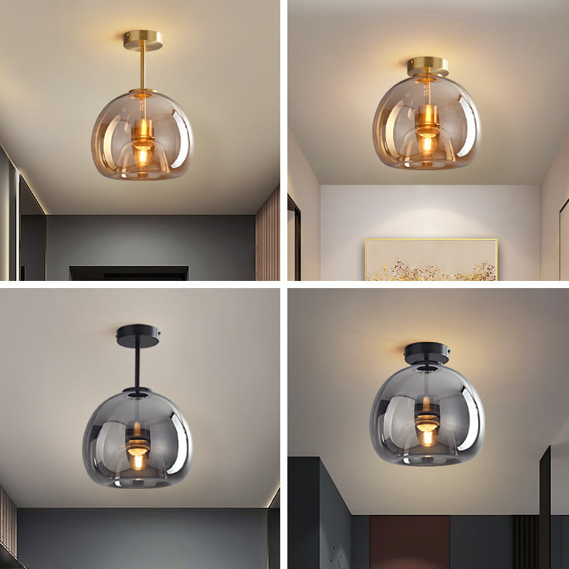 Contemporary Nordic Round Glass Iron Ball 1-Light