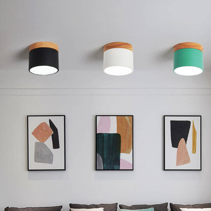 Scandinavian Macaroon Solid Color Log LED Flush Mount