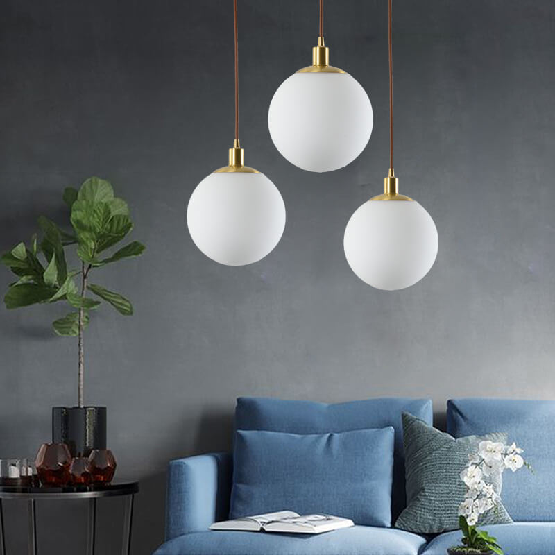 Contemporary Nordic Minimalist White Orb 1-Light Pendant