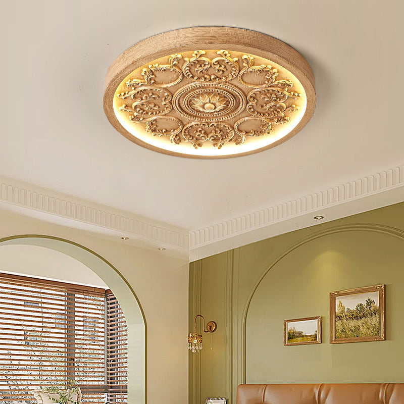 Modern Minimalist Carved Iron Resin Acrylic LED Flush Mount