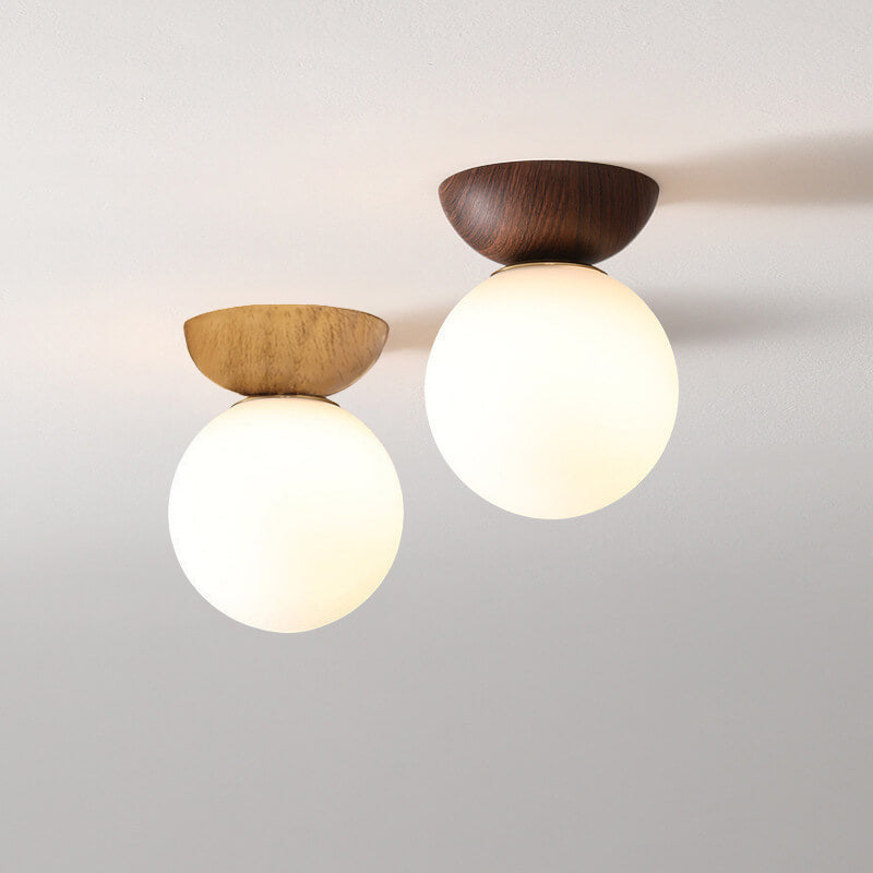 Modern Minimalist Glass Iron Orb 1-Light Semi-Flush Mount