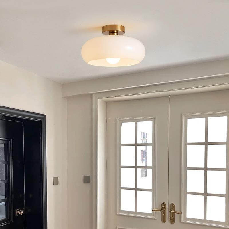 Modern Retro Round Solid Color Glass Electroplated Copper