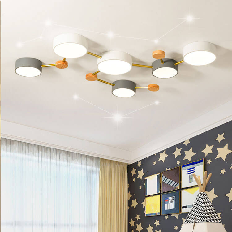 Scandinavian Minimalist Solid Wood Iron LED Flush Mount