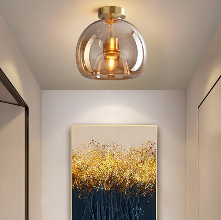 Contemporary Nordic Round Glass Iron Ball 1-Light
