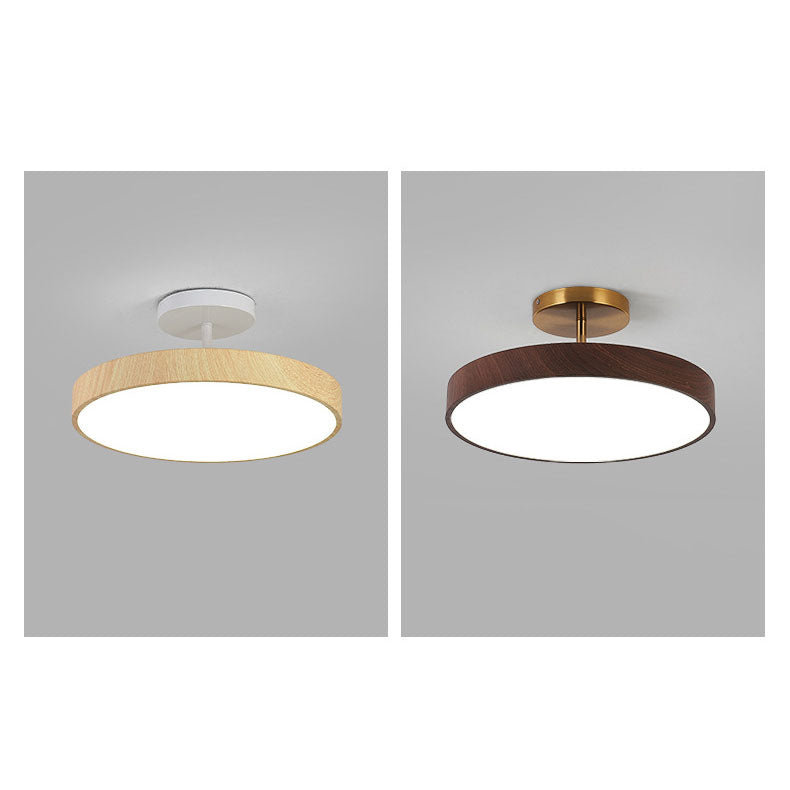 Japanese Wabi-sabi Minimalist Wood Grain Round LED