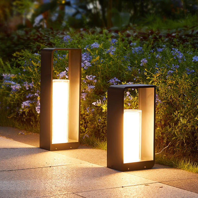 Modern Minimalist Square Frame Stainless Steel Acrylic LED