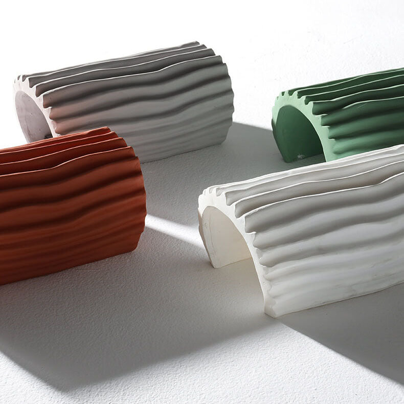 Contemporary Nordic Resin Striped Half Cylinder 2-Light