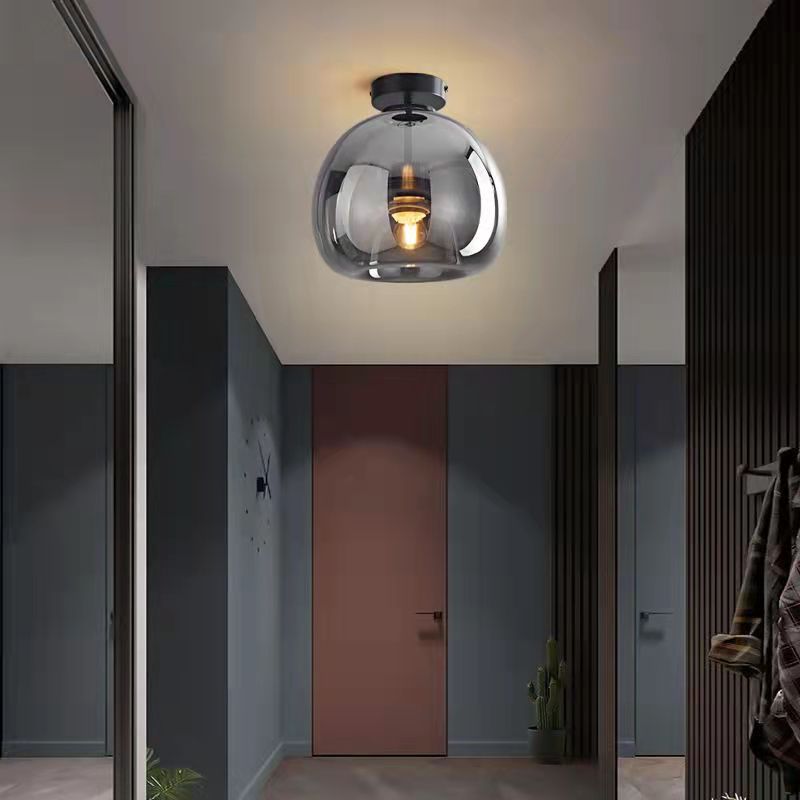Contemporary Nordic Round Glass Iron Ball 1-Light