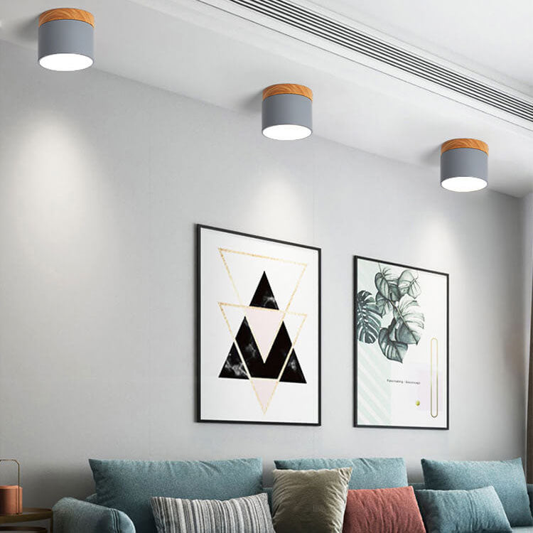 Scandinavian Macaroon Solid Color Log LED Flush Mount