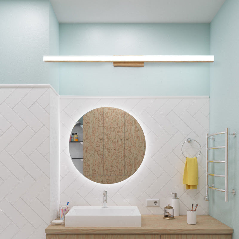 Nordic Minimalist Wooden Long Strip Vanity Light LED Wall
