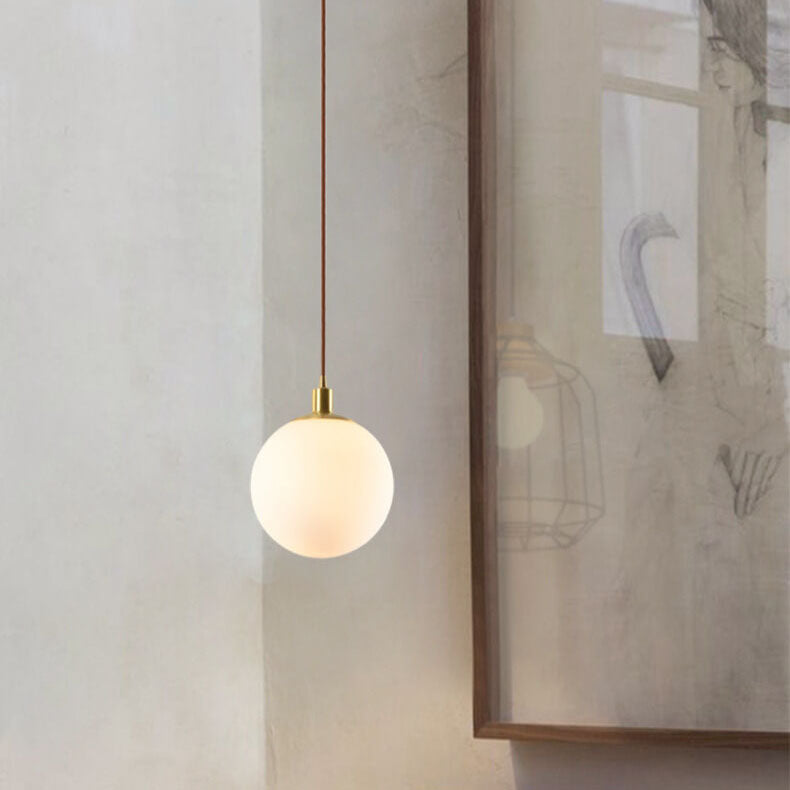 Contemporary Nordic Minimalist White Orb 1-Light Pendant