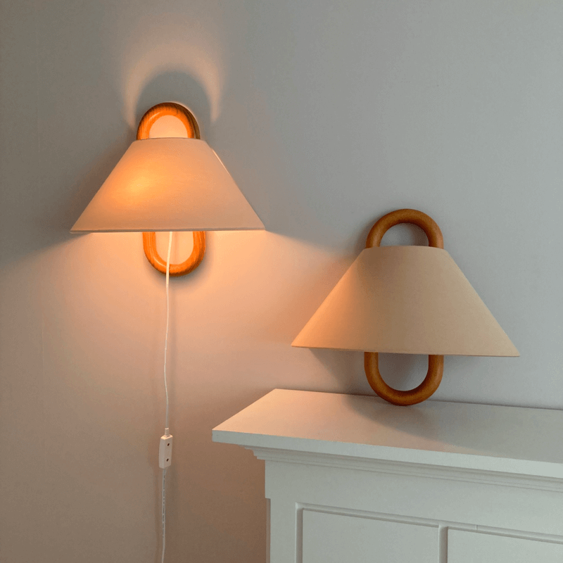 Modern Original Solid Wood Pleated Semi-Circle 1-Light Wall