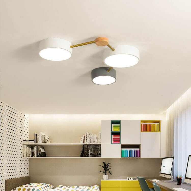 Scandinavian Minimalist Solid Wood Iron LED Flush Mount