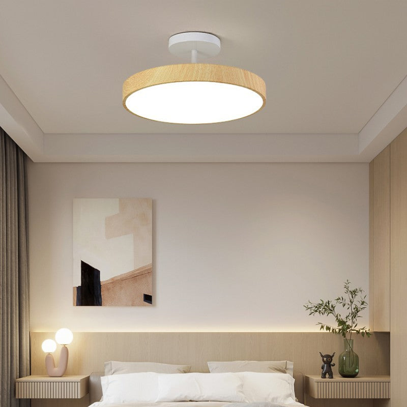 Japanese Wabi-sabi Minimalist Wood Grain Round LED