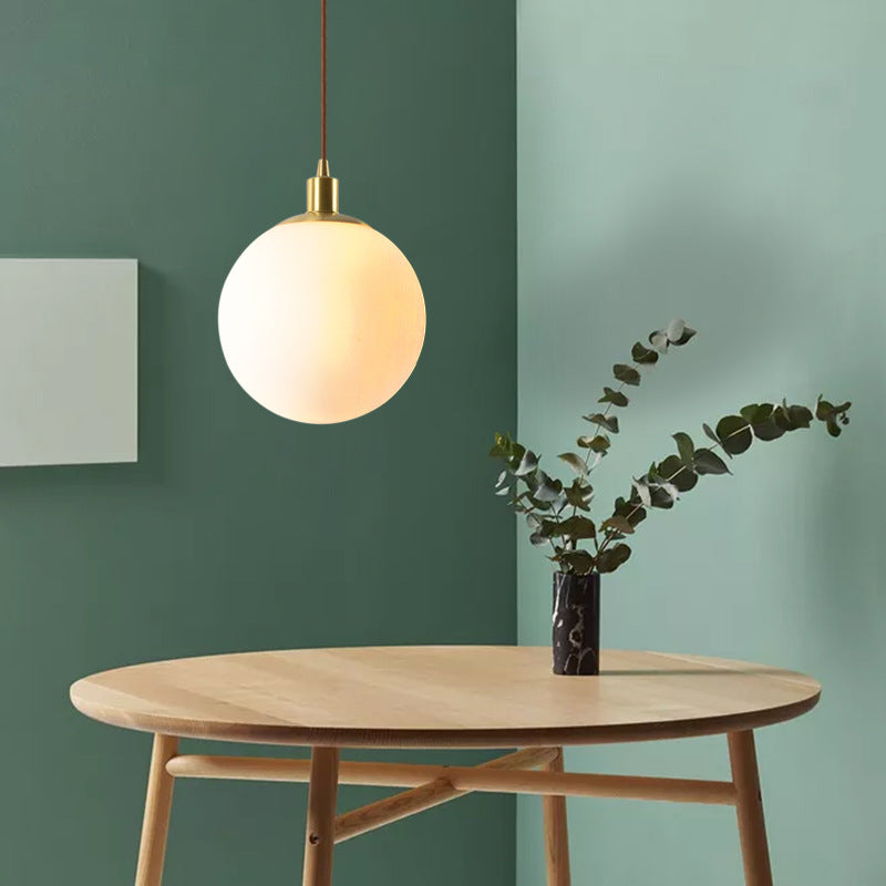 Contemporary Nordic Minimalist White Orb 1-Light Pendant