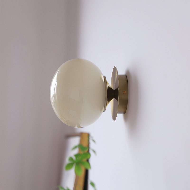 Modern Vintage Minimalist Iron Glass Round Head 1-Light