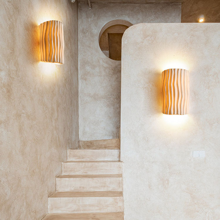 Contemporary Nordic Resin Striped Half Cylinder 2-Light