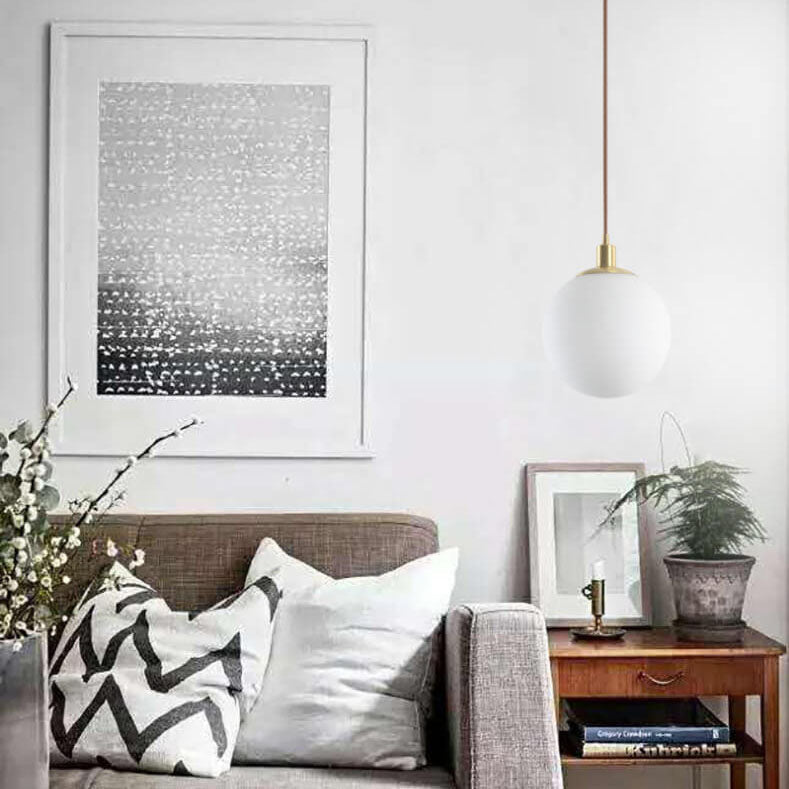 Contemporary Nordic Minimalist White Orb 1-Light Pendant