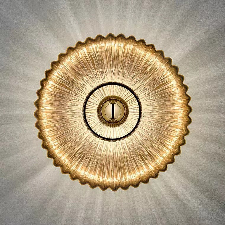 Contemporary Nordic Iron Striped Glass Round Disc 1-Light
