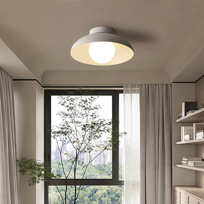 Contemporary Nordic Wabi-sabi Iron Glass 1-Light Semi-Flush