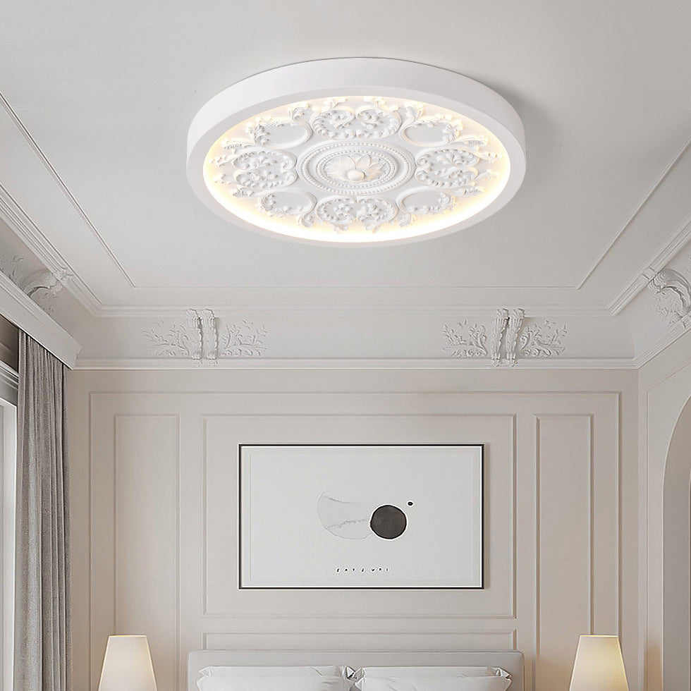Modern Minimalist Carved Iron Resin Acrylic LED Flush Mount