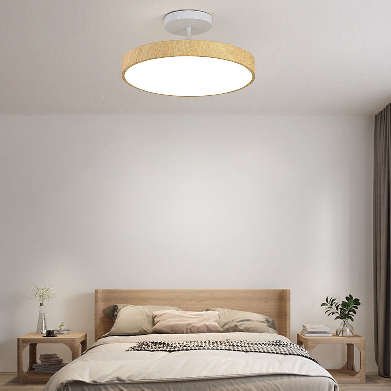 Japanese Wabi-sabi Minimalist Wood Grain Round LED