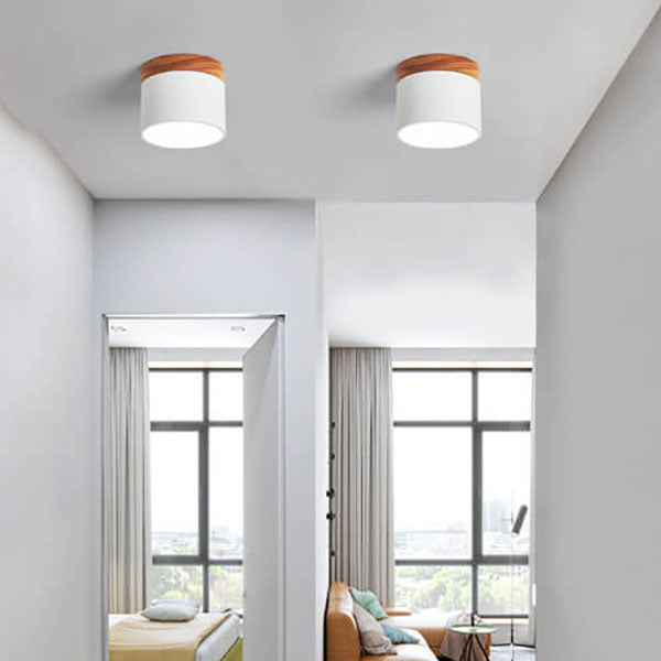 Scandinavian Macaroon Solid Color Log LED Flush Mount