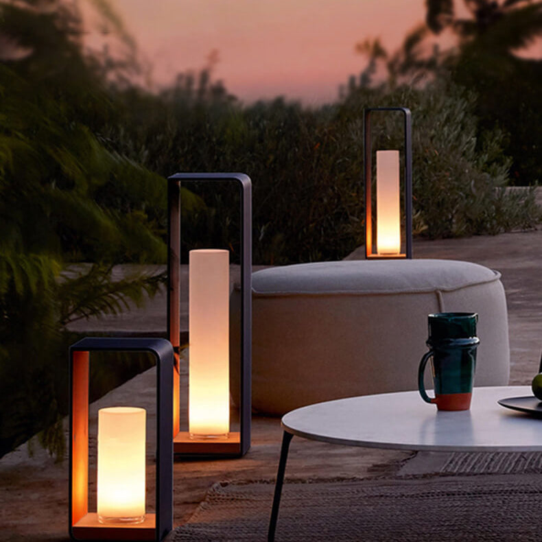 Modern Minimalist Square Frame Stainless Steel Acrylic LED