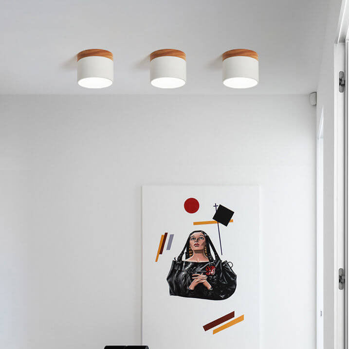 Scandinavian Macaroon Solid Color Log LED Flush Mount
