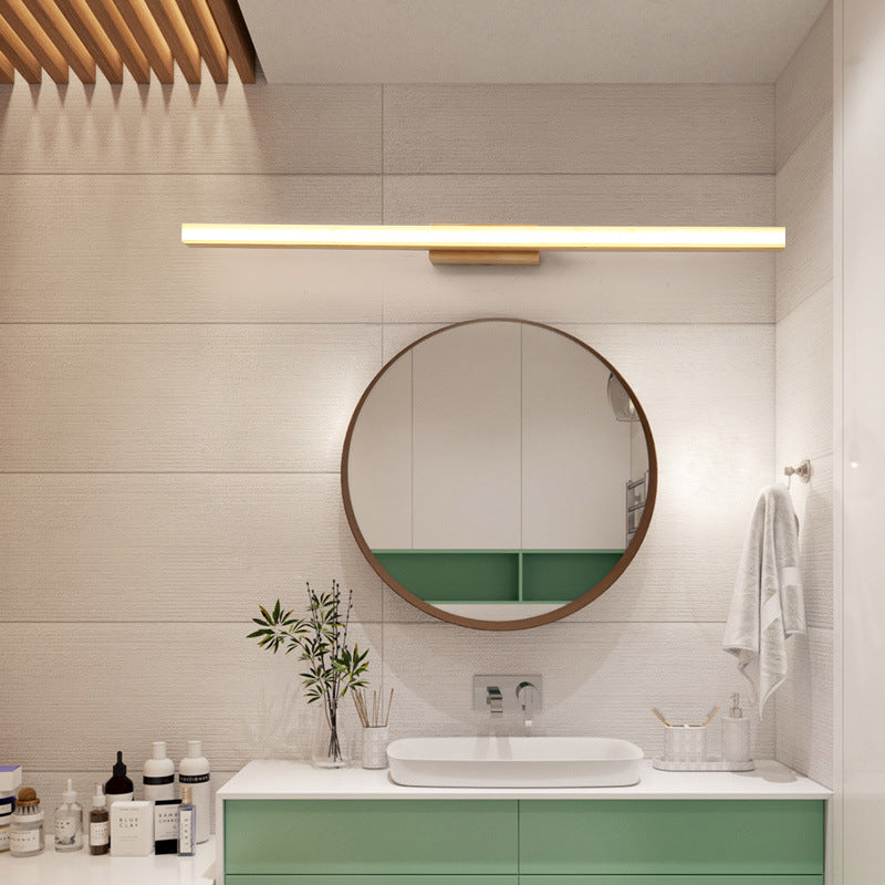 Nordic Minimalist Wooden Long Strip Vanity Light LED Wall