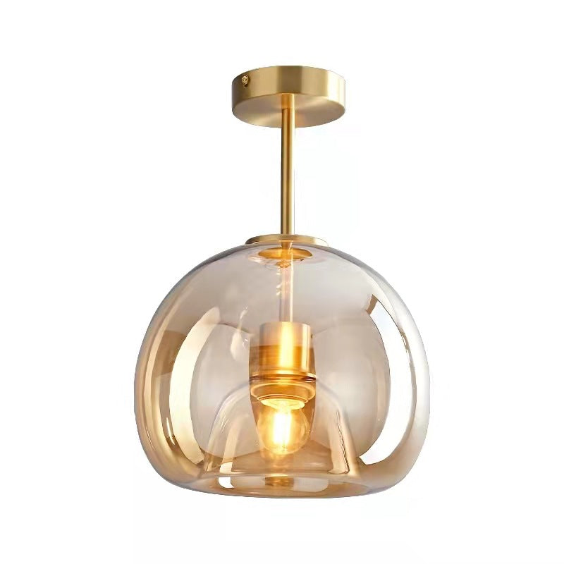Contemporary Nordic Round Glass Iron Ball 1-Light