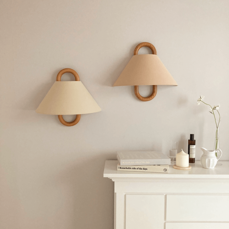 Modern Original Solid Wood Pleated Semi-Circle 1-Light Wall