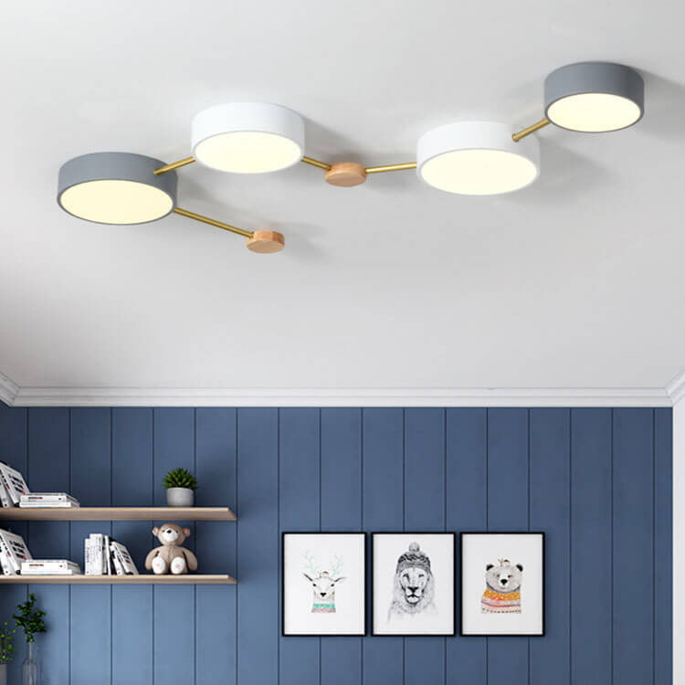 Scandinavian Minimalist Solid Wood Iron LED Flush Mount