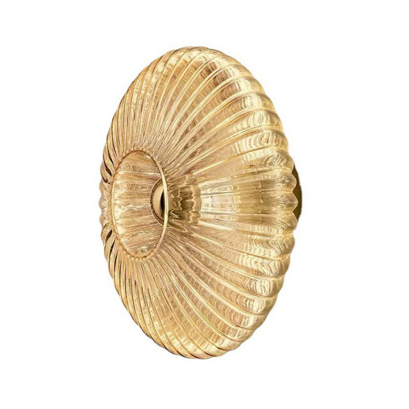 Contemporary Nordic Iron Striped Glass Round Disc 1-Light