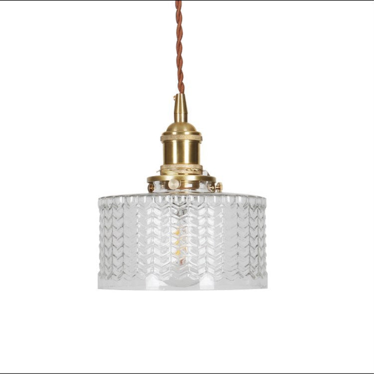 Traditional Japanese Brass Glass Round Jar 1-Light Pendant