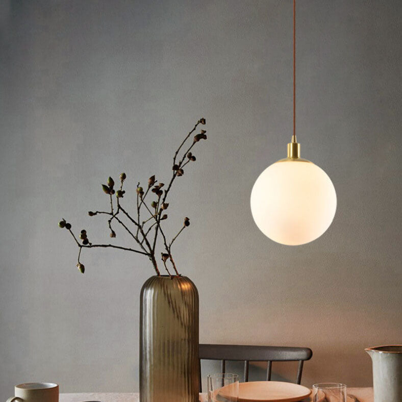 Contemporary Nordic Minimalist White Orb 1-Light Pendant