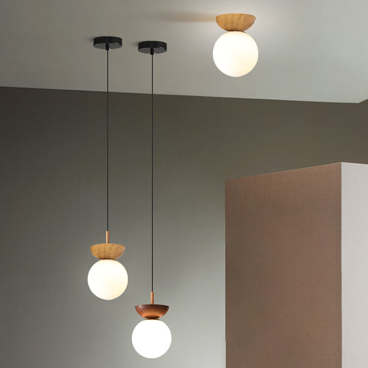Modern Minimalist Glass Iron Orb 1-Light Semi-Flush Mount