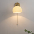 Contemporary Nordic Striped White Glass Brass 1-Light Pull