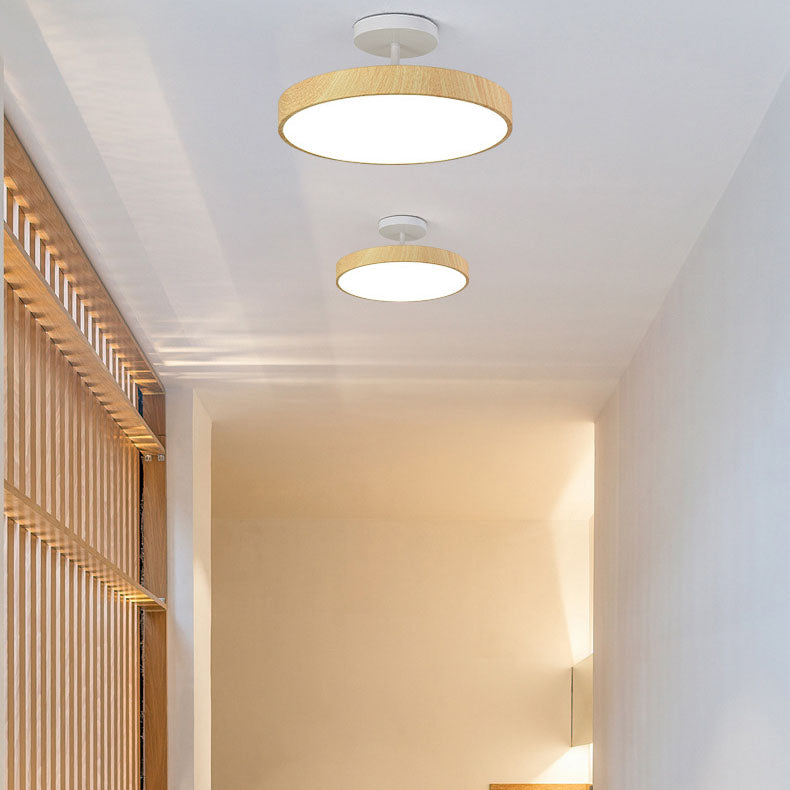 Japanese Wabi-sabi Minimalist Wood Grain Round LED