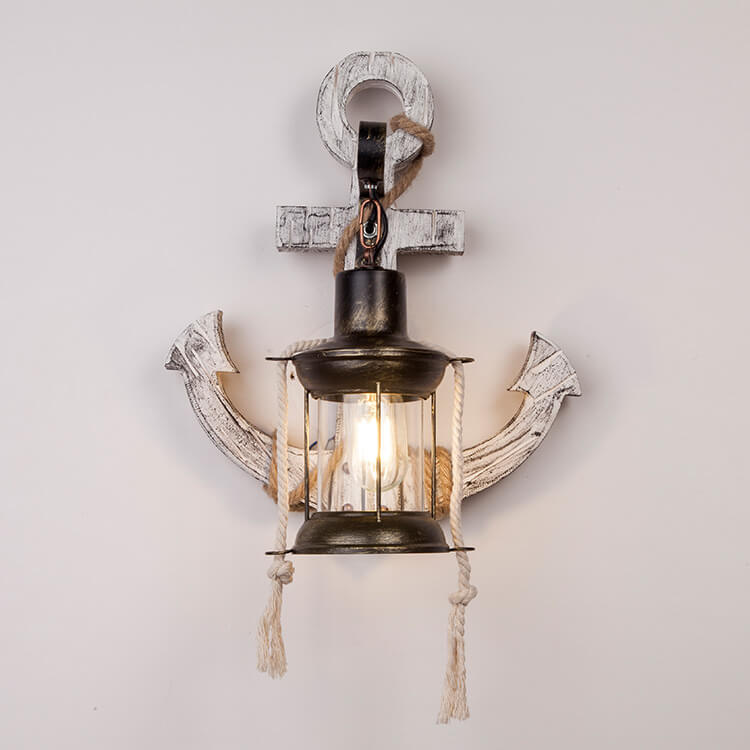 Industrial Vintage Boat Anchor Solid Wooden 1-Light Wall
